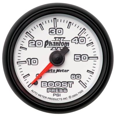 AutoMeter - AutoMeter 7505 Phantom II Mechanical Boost Gauge 0-60PSI 2-1/16"