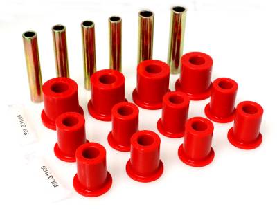 Energy Suspension - Energy Suspension 3.2105R Leaf Spring Bushing Set Front Polyurethane Red