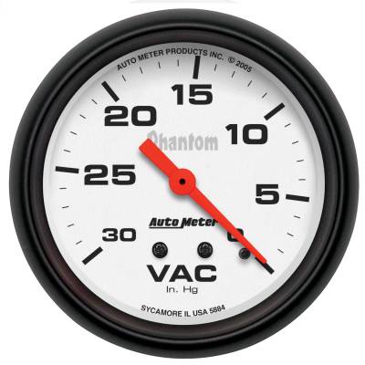 AutoMeter - AutoMeter 5884 Phantom Mechanical Vacuum Pressure Gauge 0-30" HG 2-5/8"
