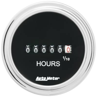 AutoMeter - AutoMeter 2587 Traditional Chrome Hourmeter Gauge 100K Hours 8-32V 2-1/16"