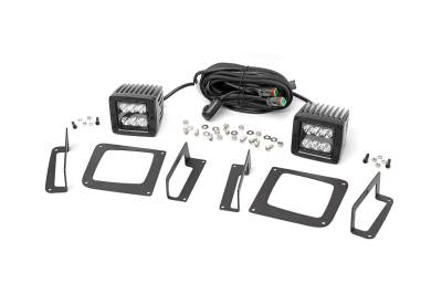 Rough Country Suspension Systems - Rough Country 70689 2" LED Pod Fog Light Kit Flood for 14-15 GMC Sierra 1500