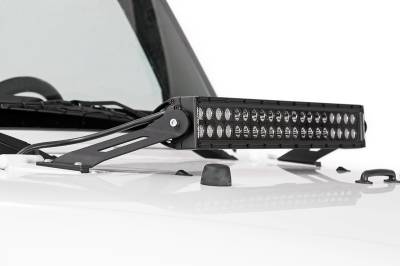 Rough Country Suspension Systems - Rough Country 70533 20" LED Light Bar Hood Mount Bracket Black for 07-18 Jeep JK