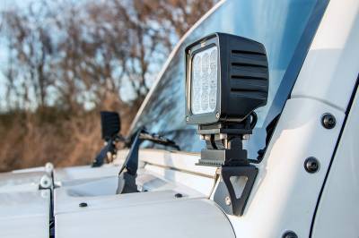 Rough Country Suspension Systems - Rough Country 6004 Lower Windshield Light Mounts for 07-18 Jeep Wrangler JK