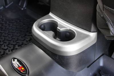 Rugged Ridge - Rugged Ridge 11152.18 Rear Cupholder Console Trim Brushed Silver
