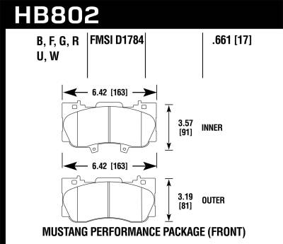 Hawk Performance - Hawk Performance HB802B.661 HPS 5.0 Disc Brake Pad for 15-19 Mustang