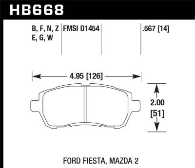 Hawk Performance - Hawk Performance HB668G.567 DTC-60 Disc Brake Pad for 11-19 2 Fiesta