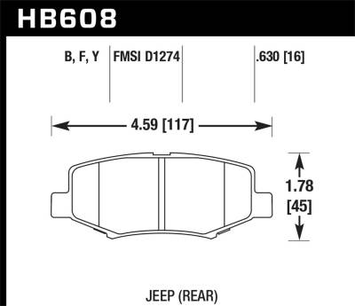 Hawk Performance - Hawk Performance HB608F.630 HPS Disc Brake Pad for Liberty Nitro Wrangler JK
