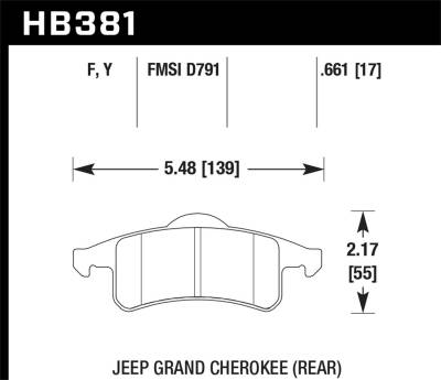Hawk Performance - Hawk Performance HB381Y.661 LTS Disc Brake Pad for 99-04 Grand Cherokee WJ