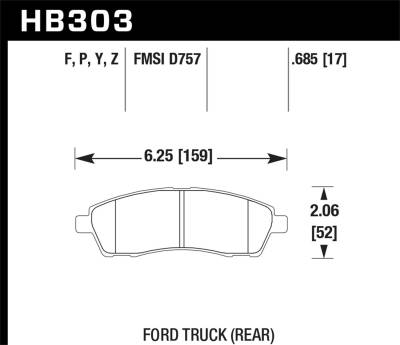 Hawk Performance - Hawk Performance HB303Y.685 LTS REAR Brake Pads 99-04 Ford Excursion/F250/F350