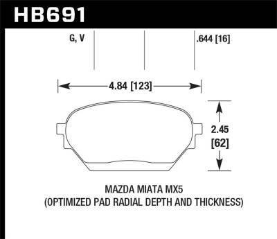 Hawk Performance - Hawk Performance HB691G.644 DTC-60 Disc Brake Pad for 06-14 MX-5 Miata