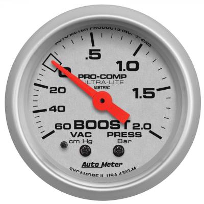 AutoMeter - AutoMeter 4303-M Ultra-Lite Mech Vacuum/Boost Gauge 60 Cm/HG 2.0 Bar 2-1/16"