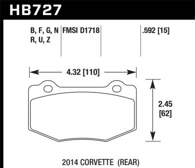Hawk Performance - Hawk Performance HB727B.592 HPS 5.0 Disc Brake Pad for 14-18 Camaro/Corvette