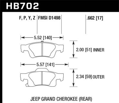 Hawk Performance - Hawk Performance HB702Y.662 LTS Disc Brake Pad for Durango Grand Cherokee WK2