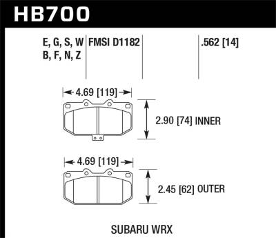 Hawk Performance - Hawk Performance HB700F.562 HPS Disc Brake Pad for 06-07 Impreza