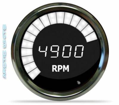 Intellitronix - Intellitronix MS9001W LED Digital/Bargraph Memory Tachometer 3-3/8" Chrome White