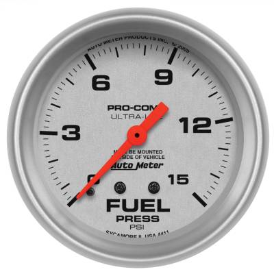 AutoMeter - AutoMeter 4411 Ultra-Lite Mechanical Fuel Pressure Gauge 0-15 PSI 2-5/8"
