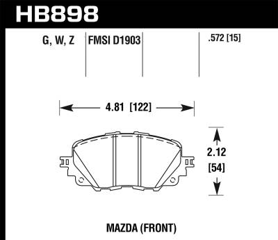 Hawk Performance - Hawk Performance HB898G.572 DTC-60 Disc Brake Pad for 124 Spider MX-5 Miata