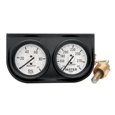 AutoMeter - AutoMeter 2326 Console Gauge Oil Press./Water Temp White 100 PSI/280F 2-1/16"