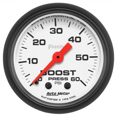 AutoMeter - AutoMeter 5705 Phantom Mechanical Boost Pressure Gauge 0-60PSI 2-1/16"