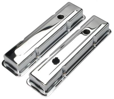 Trans-Dapt Performance - Trans-Dapt 9518 OEM Reproduction Valve Covers Short 78-86 SB Chevy 305-350 Chrme