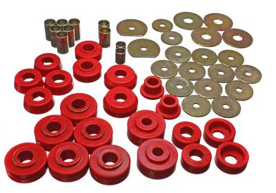 Energy Suspension - Energy Suspension 3.4138R Red Polyurethane Body Mount Set