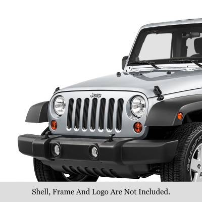 APS - APS Stainless Billet Grille Black for 07-18 Jeep Wrangler JK GR10FFE39J
