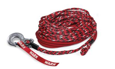 Warn - Warn 102560 80'x3/8" Spydura Nightline Synthetic Rope Assembly w/Hook Red