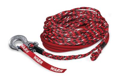 Warn - Warn 102558 100'x3/8" Spydura Nightline Synthetic Rope Assembly w/Hook Red