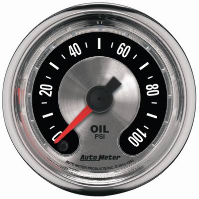 AutoMeter - AutoMeter 1253 American Muscle Oil Pressure Gauge 2-1/16" Full Sweep 0-100PSI