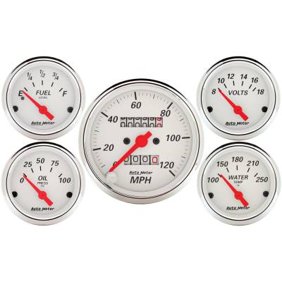 AutoMeter - AutoMeter 1300 Arctic White 5 Gauge Speedo/Oil/Water/Volt/Fuel 3-1/8" & 2-1/16"