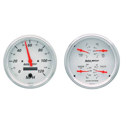 AutoMeter - AutoMeter 1303 Arctic White Quad & Speedometer Combo 2 Gauge Kit 5" 240-33Ohm