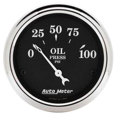 AutoMeter - AutoMeter 1727 Old Tyme Black Air-Core Oil Pressure Gauge 0-100PSI 2-1/16"