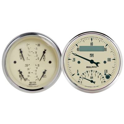 AutoMeter - AutoMeter 1820 Antique Beige 2 Gauge Kit Speedo/Tach & 4 Gauge Combo 3-3/8"