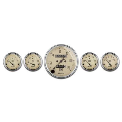 AutoMeter - AutoMeter 1808 Antique Beige 5 Gauge Kit Mechanical Speedometer 3-1/8 & 2-1/16"
