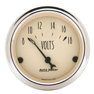 AutoMeter - AutoMeter 1891 Antique Beige Volt Meter Gauge 8-18V 2-1/16"