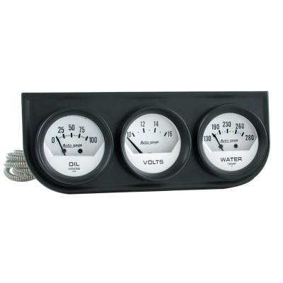 AutoMeter - AutoMeter 2324 Console Gauge Oil/Volt/Water Temp White 100 PSI/280F/16V 2-1/16"