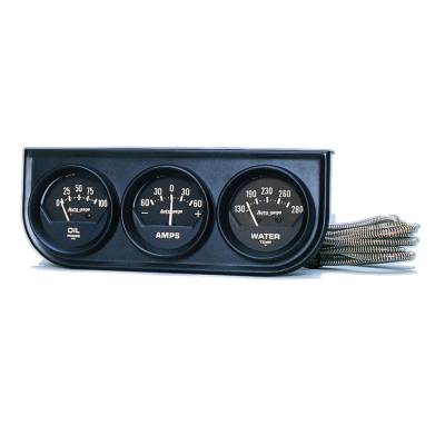 AutoMeter - AutoMeter 2347 Console Gauge Oil/Volt/Water Temp Black 100PSI/280F/60A 2-1/16"