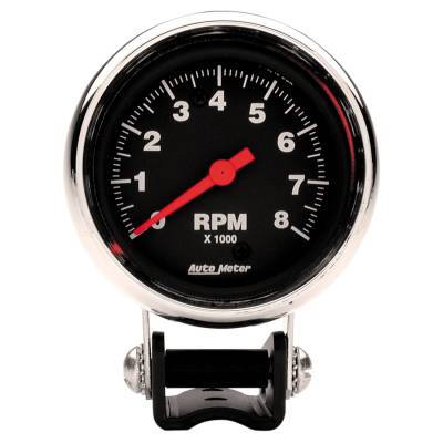 AutoMeter - AutoMeter 2893 Traditional Chrome Pedestal Tachometer Gauge 0-8000RPM 2-5/8"