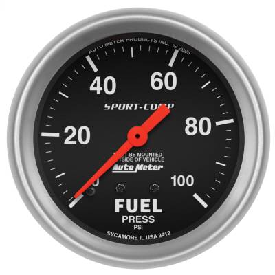 AutoMeter - AutoMeter 3412 Sport-Comp Fuel Pressure Mechanical Gauge 0-100PSI 2-5/8"