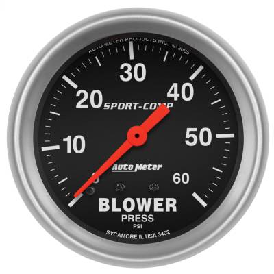 AutoMeter - AutoMeter 3402 Sport-Comp Blower Pressure Mechanical Gauge 0-60PSI 2-5/8"