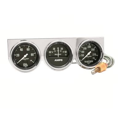 AutoMeter - AutoMeter 2395 Console Gauge Oil/Amp/Water Temp Black 100 PSI/280F/60A 2-5/8"