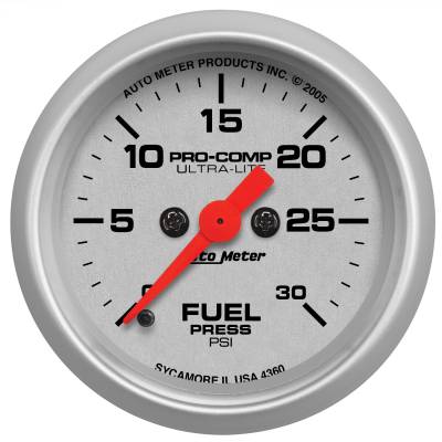 AutoMeter - AutoMeter 4360 Ultra-Lite Fuel Pressure Gauge 0-30 PSI 2-1/16" Stepper Motor