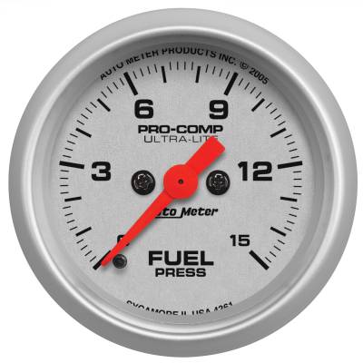 AutoMeter - AutoMeter 4361 Ultra-Lite Fuel Pressure Gauge 0-15 PSI 2-1/16" Stepper Motor