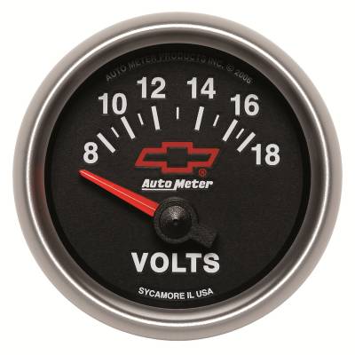 AutoMeter - AutoMeter 3692-00406 Volt Meter Gauge 8-18V 2-1/16" for Chevy Red Bowtie