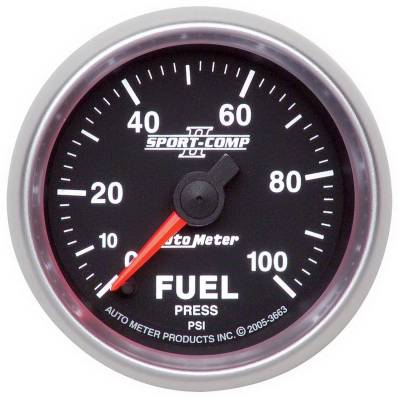 AutoMeter - AutoMeter 3663 Sport-Comp II Fuel Pressure Gauge 0-100PSI 2-1/16" Stepper Motor