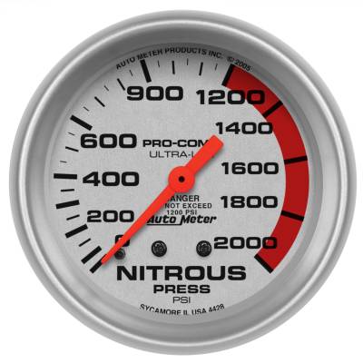 AutoMeter - AutoMeter 4428 Ultra-Lite Mechanical Nitrous Pressure Gauge 0-2000 PSI 2-5/8"