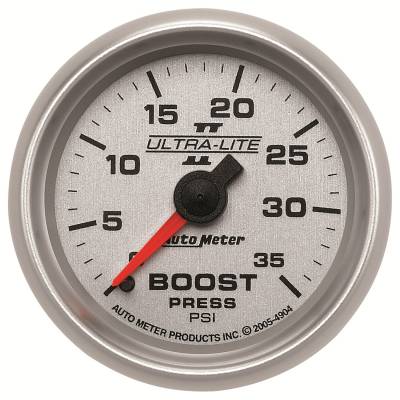 AutoMeter - AutoMeter 4904 Ultra-Lite II Mechanical Boost Pressure Gauge 0-35PSI 2-1/16"