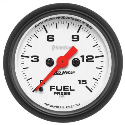 AutoMeter - AutoMeter 5761 Phantom Electric Fuel Pressure Gauge 0-15PSI 2-1/16"