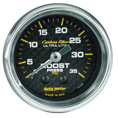 AutoMeter - AutoMeter 4704 Carbon Fiber Mechanical Boost Pressure Gauge 0-35PSI 2-1/16"