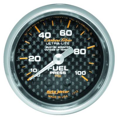 AutoMeter - AutoMeter 4712 Carbon Fiber Mechanical Fuel Pressure Gauge 0-100PSI 2-1/16"